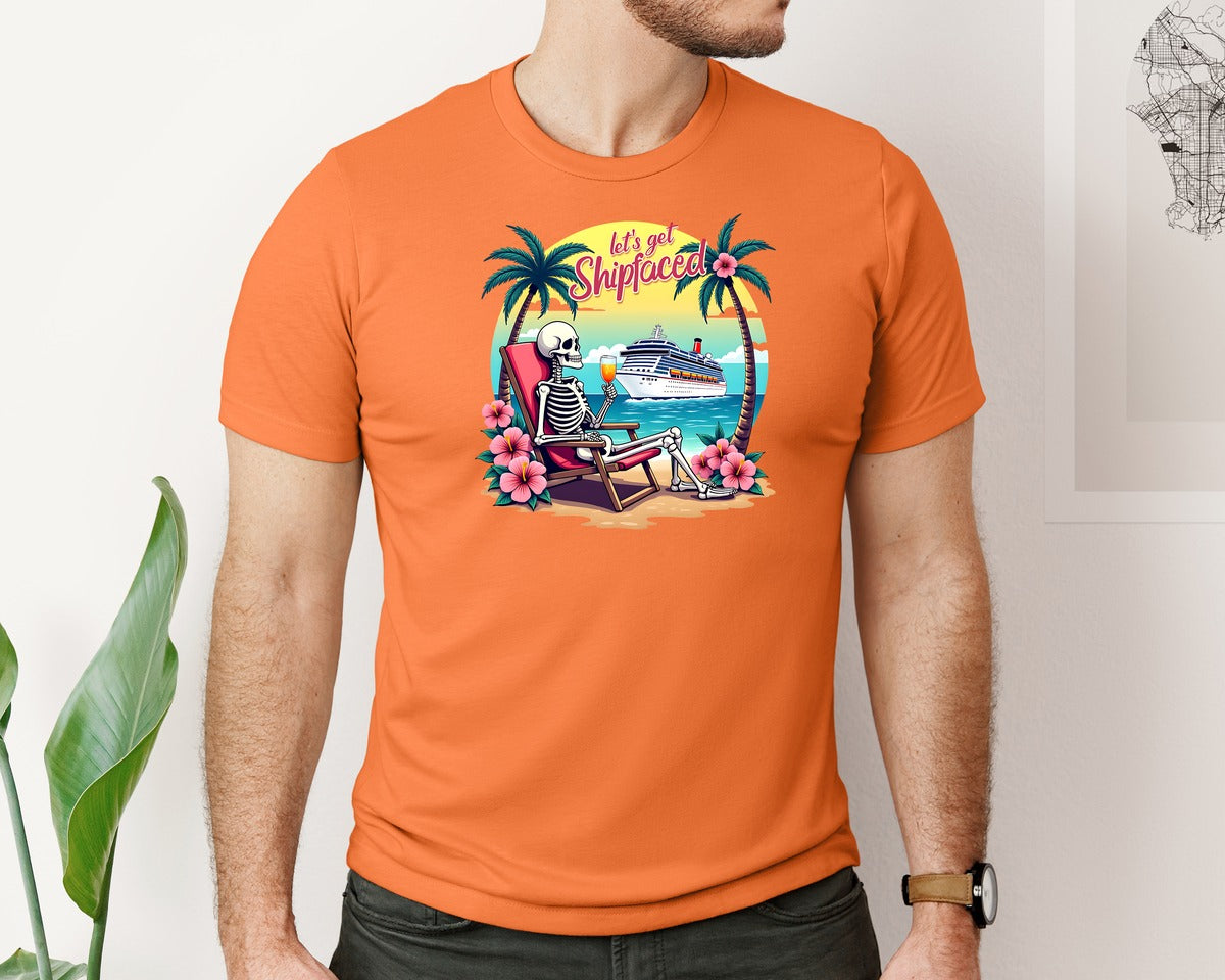 brand:Bella Canvas|color:Burnt Orange|Cruise Lets Get Shipfaced Graphic T-Shirt