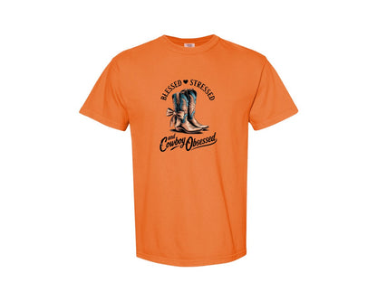 brand:Comfort Colors|color:Burnt Orange|Blessed Stressed Mom Western Mothers Day 3 Graphic T-Shirt