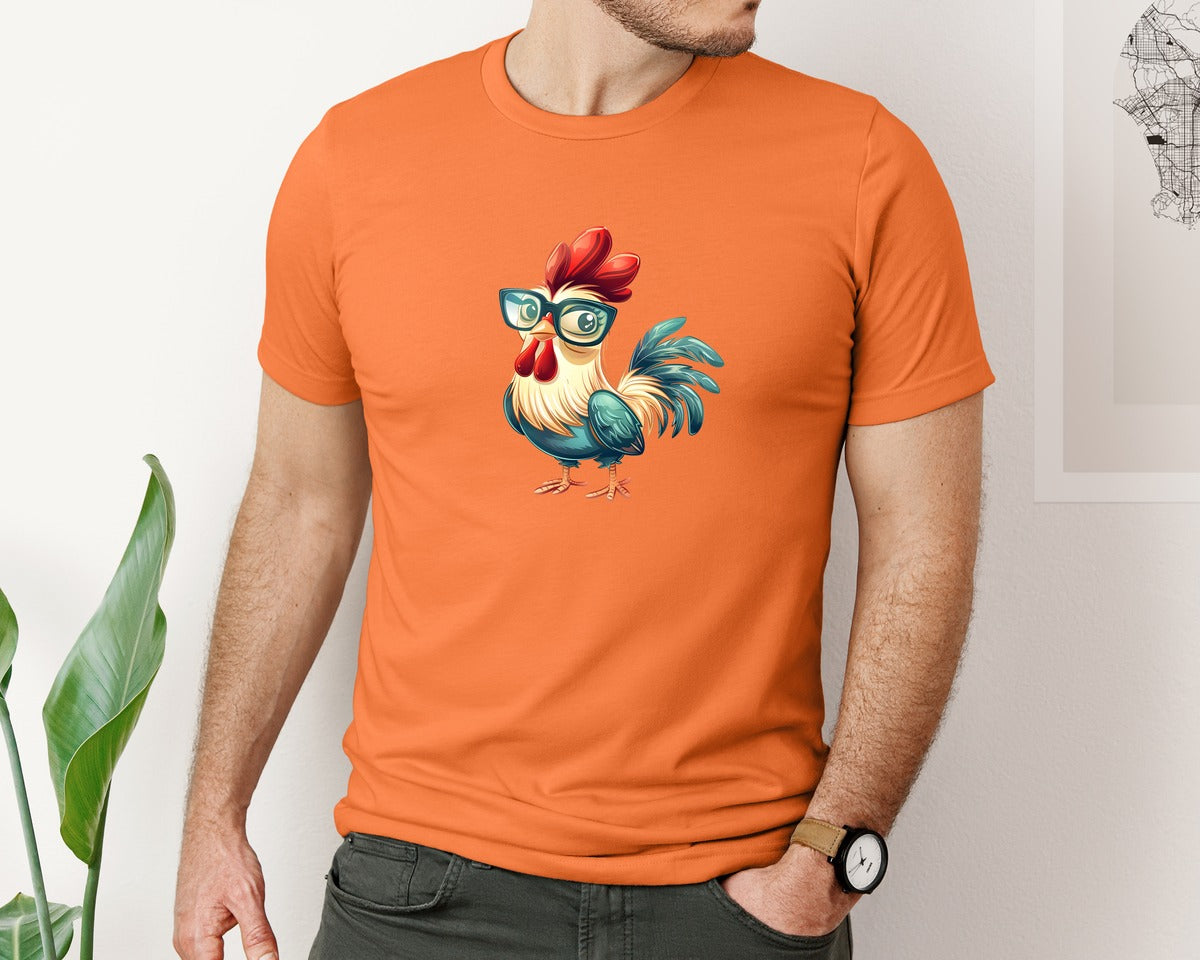 brand:Bella Canvas|color:Burnt Orange|Cute Cartoon Rooster Design Graphic T-Shirt
