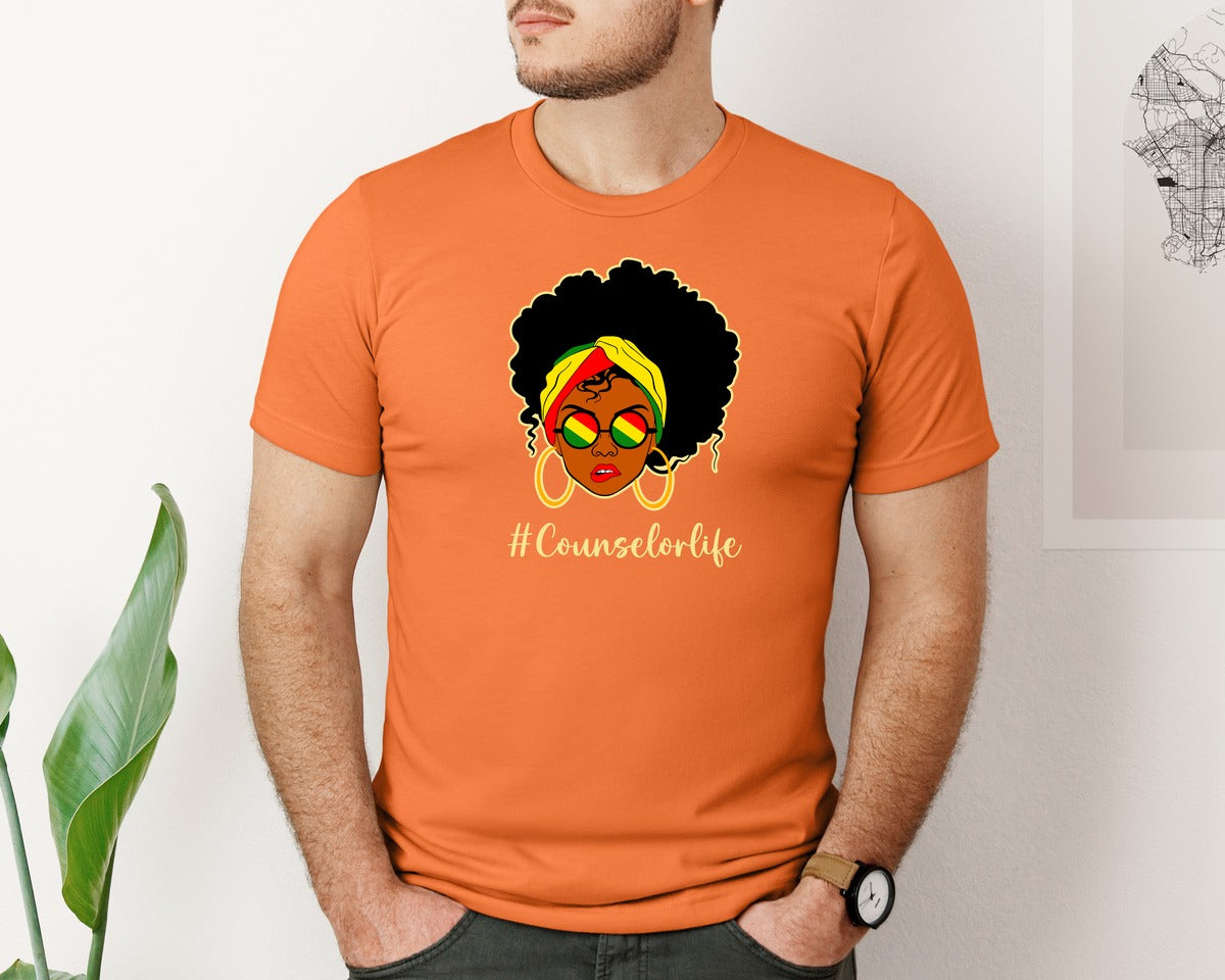 brand:Bella Canvas|color:Burnt Orange|Counselor Life Career T Shirt Graphic T-Shirt