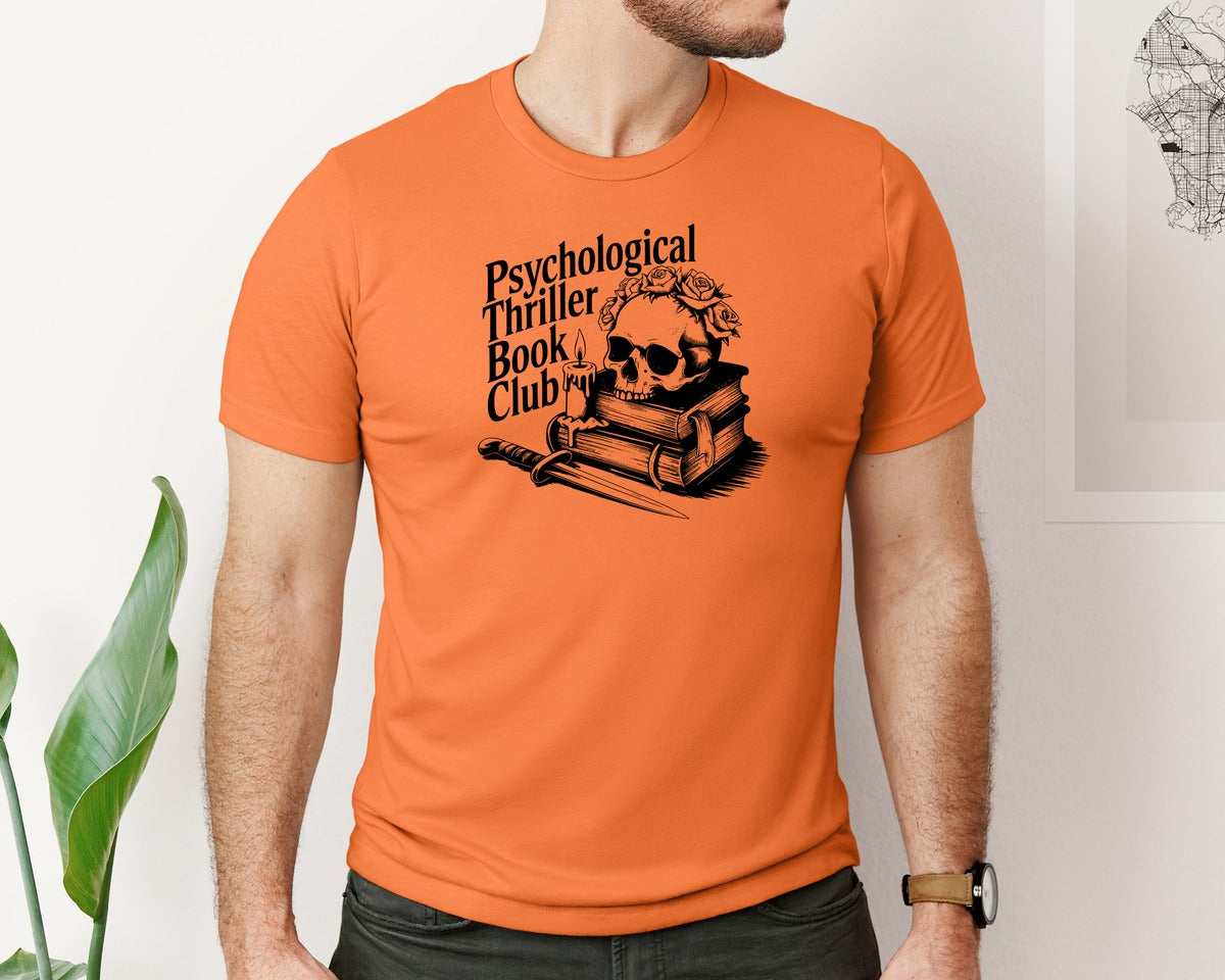 brand:Bella Canvas|color:Burnt Orange|Psychological Thriller Book Club T S Graphic T-Shirt