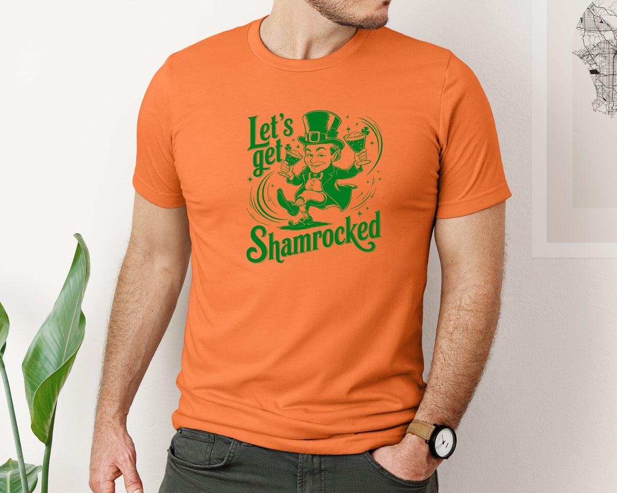 brand:Bella Canvas|color:Burnt Orange|Lets Get Shamrocked Design 7 Graphic T-Shirt