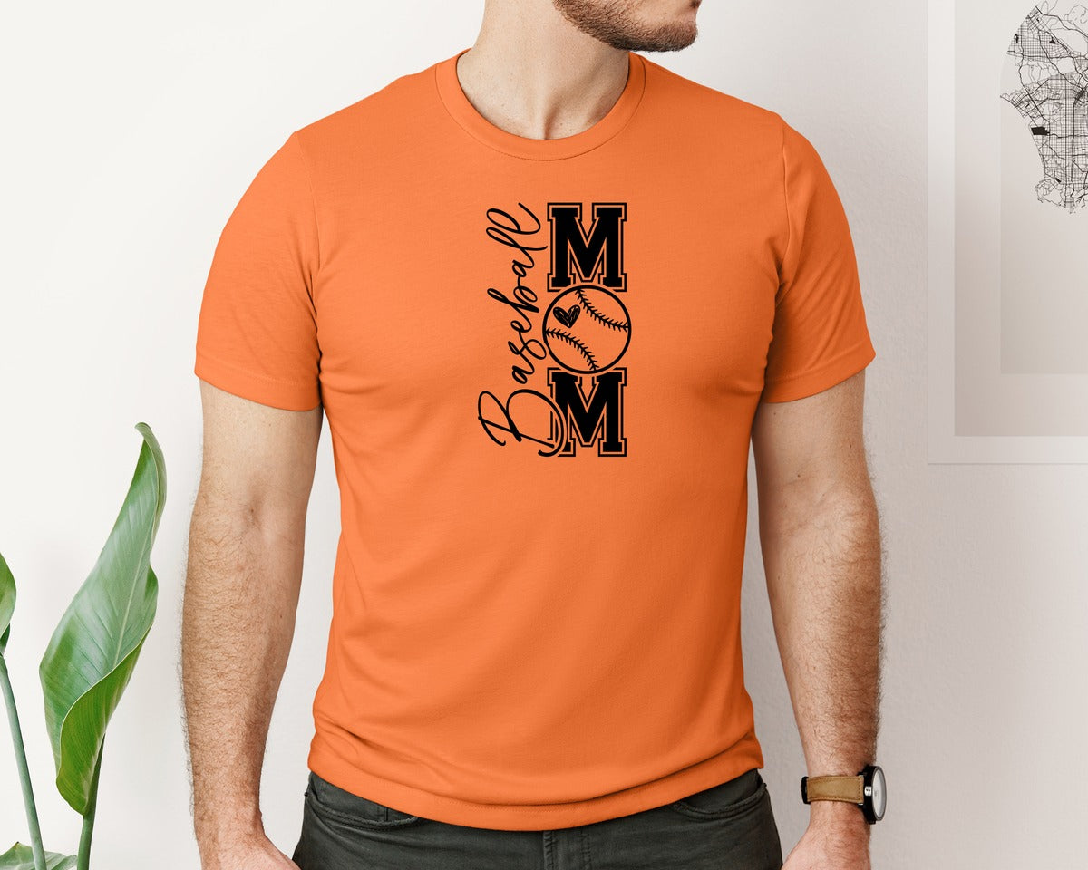 brand:Bella Canvas|color:Burnt Orange|Baseball Mom Baseball Mom 2 Graphic T-Shirt
