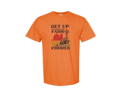 brand:Comfort Colors|color:Burnt Orange|Get Up Its Time To Do Farm Chores 2 Graphic T-Shirt
