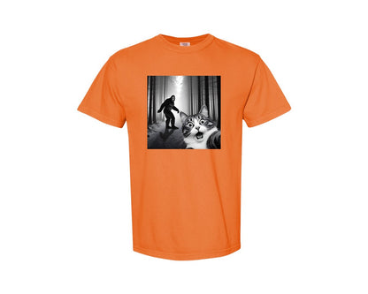 brand:Comfort Colors|color:Burnt Orange|Cat Selfie With Sasquatch Graphic T-Shirt