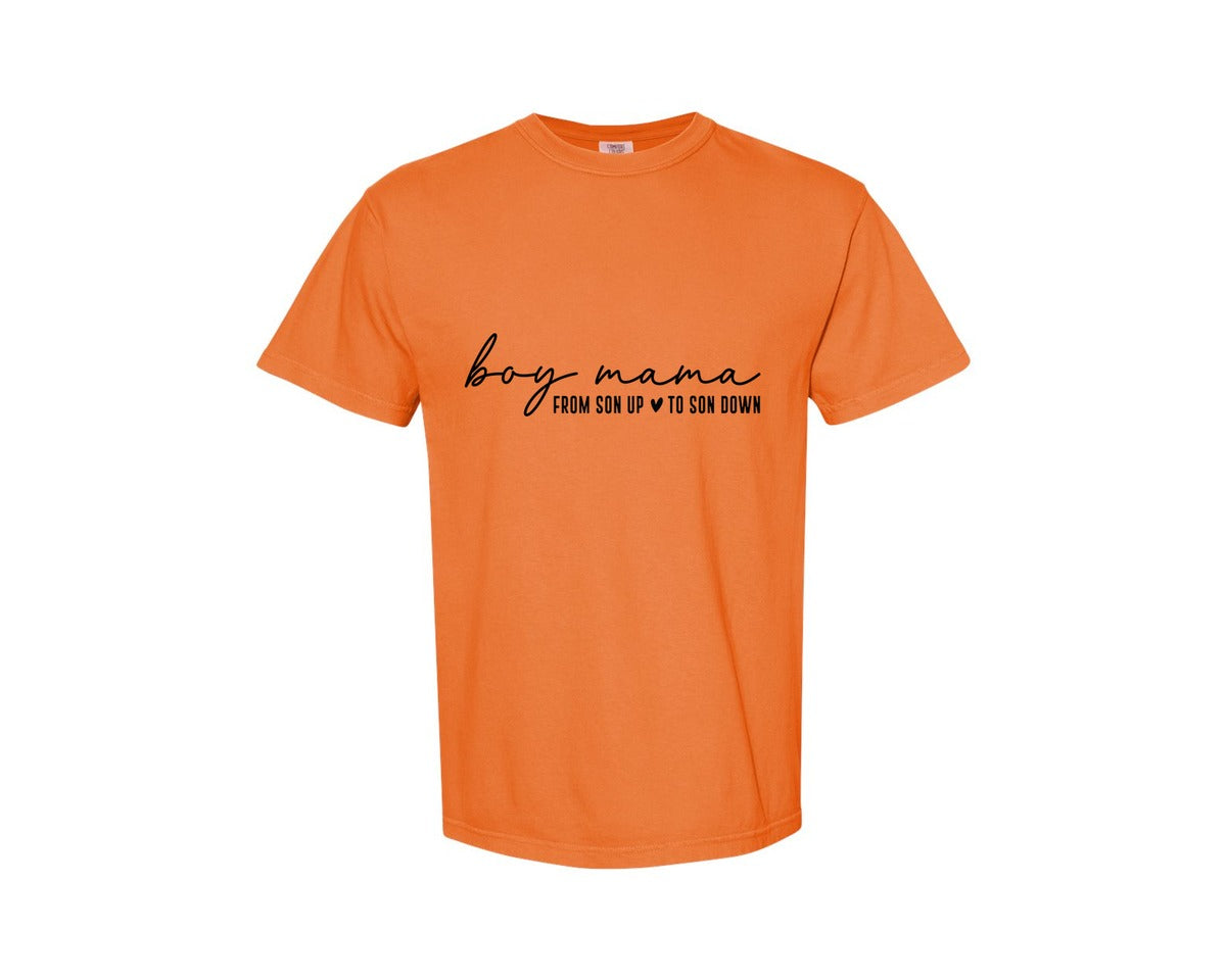 brand:Comfort Colors|color:Burnt Orange|Boy Mama From Son Up To Son Down 3 Graphic T-Shirt