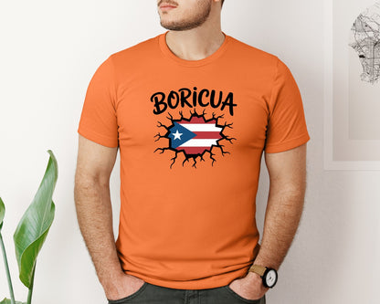 brand:Bella Canvas|color:Burnt Orange|Puerto Rico Boricua Ai Graphic T-Shirt