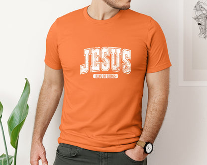 brand:Bella Canvas|color:Burnt Orange|Jesus King Of Kings Christian S Graphic T-Shirt