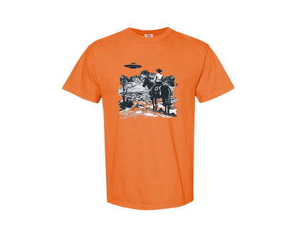 brand:Comfort Colors|color:Burnt Orange|Cowboy Ufo Western Shirt Graphic T-Shirt