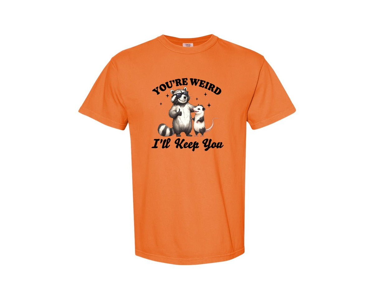 brand:Comfort Colors|color:Burnt Orange|Sarcastic Funny Raccoon Possum Weird Graphic T-Shirt