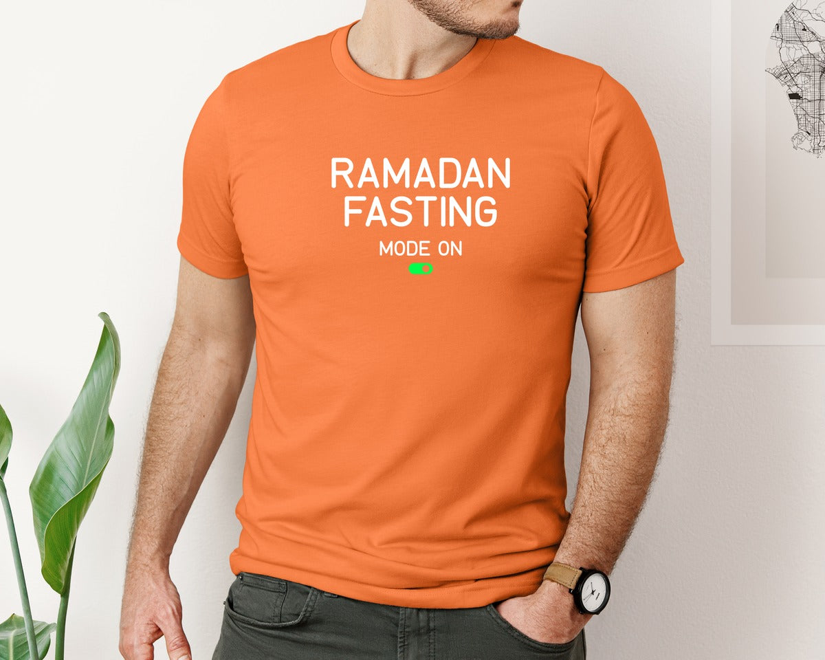 brand:Bella Canvas|color:Burnt Orange|Ramadan Fasting Mode On Ramadan Typogra Graphic T-Shirt