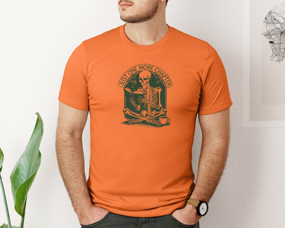 brand:Bella Canvas|color:Burnt Orange|Just One More Chapter Skeleton Coffee 2 Graphic T-Shirt