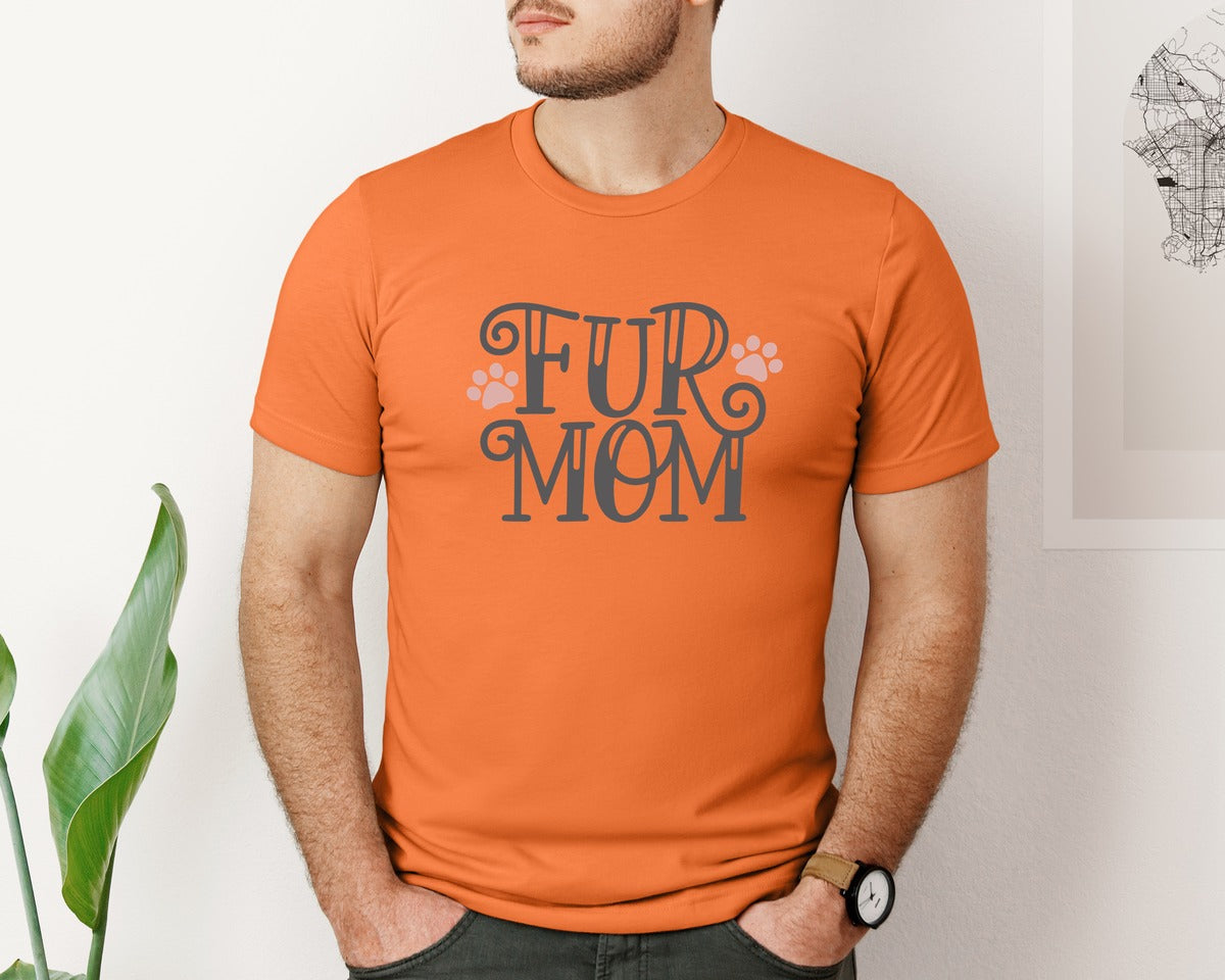 brand:Bella Canvas|color:Burnt Orange|Fur Mom Cute Crazy Cat Lady Quote 2 Graphic T-Shirt