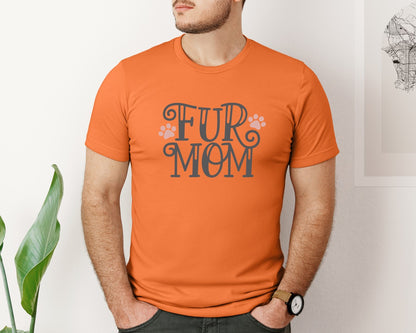 brand:Bella Canvas|color:Burnt Orange|Fur Mom Cute Crazy Cat Lady Quote 2 Graphic T-Shirt