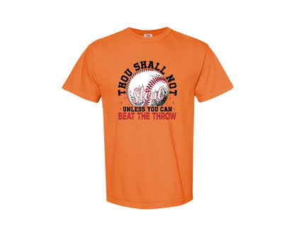 brand:Comfort Colors|color:Burnt Orange|Funny Baseball Thou Shall Not Steal Graphic T-Shirt