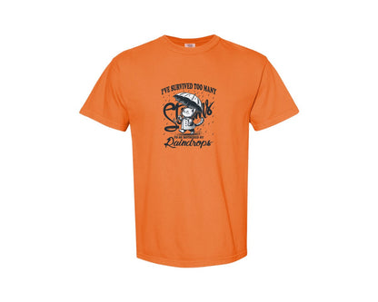 brand:Comfort Colors|color:Burnt Orange|Ive Survived Too Many Storms Cat Shirt Graphic T-Shirt