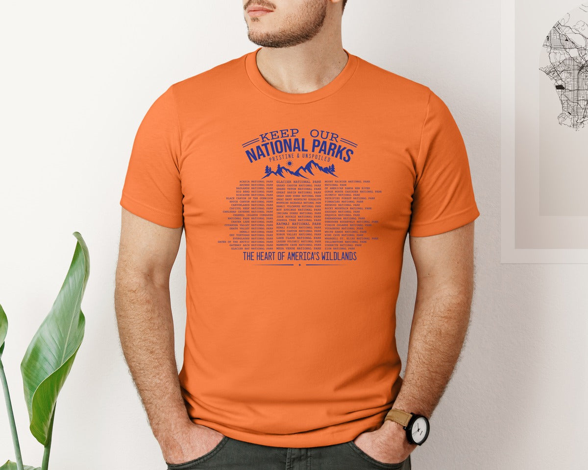 brand:Bella Canvas|color:Burnt Orange|Keep Our National Parks Pristine And Graphic T-Shirt