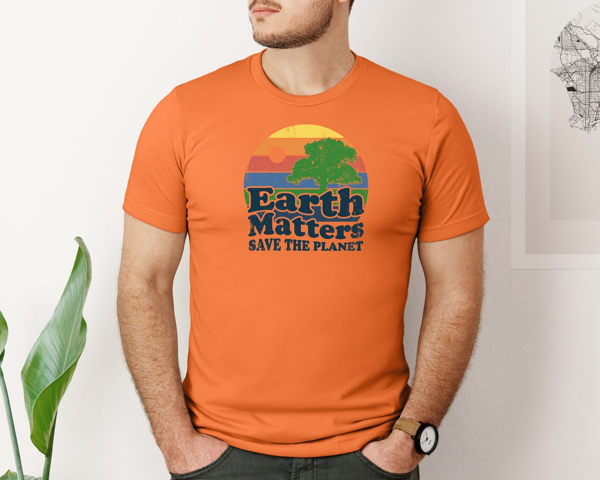 brand:Bella Canvas|color:Burnt Orange|Earth Matters Save The Planet T Shirt Graphic T-Shirt