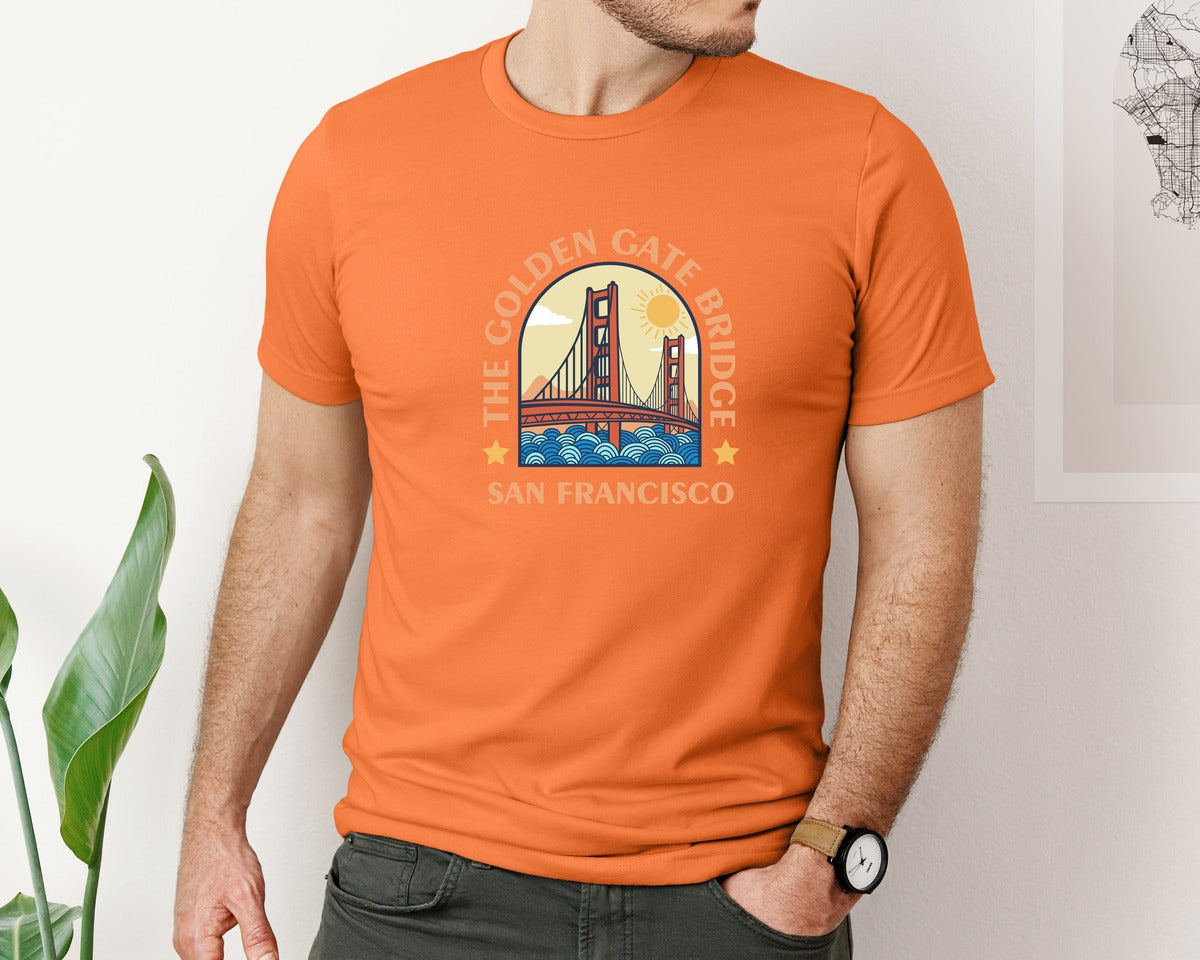 brand:Bella Canvas|color:Burnt Orange|The Golden Gate Bridge Graphic T-Shirt