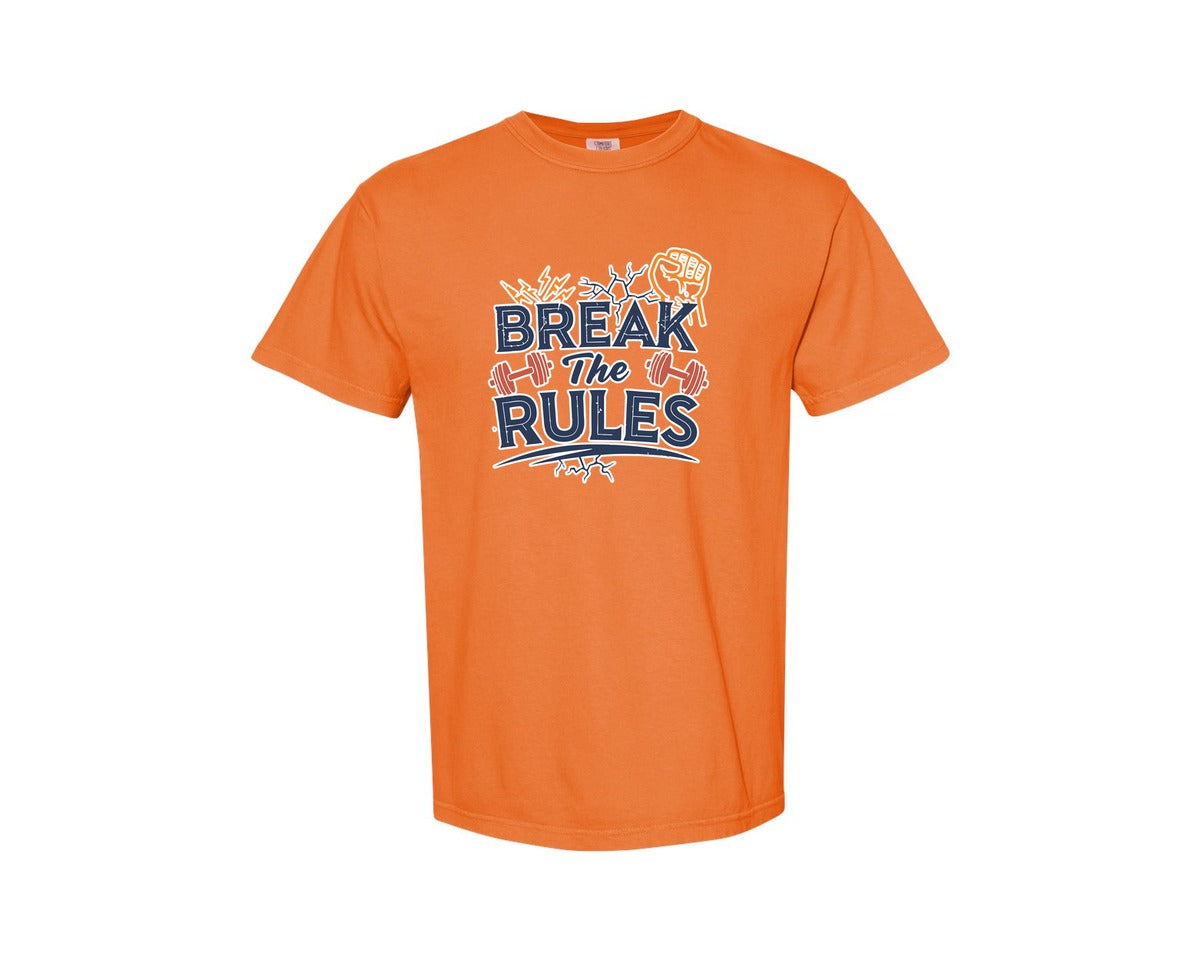 brand:Comfort Colors|color:Burnt Orange|Break The Rules Gym T Shirt Graphic T-Shirt