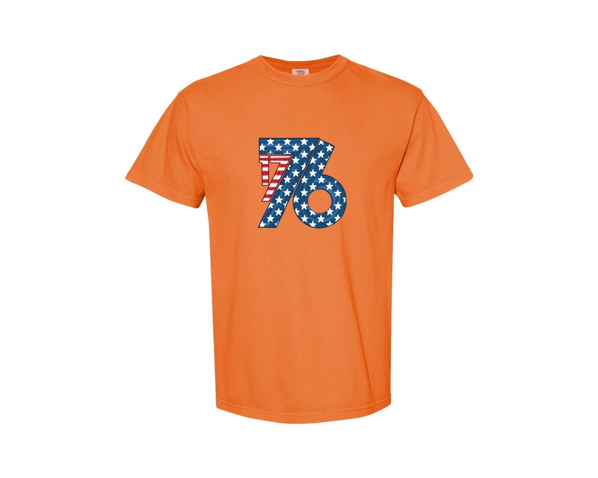 brand:Comfort Colors|color:Burnt Orange|Retro 1776 4Th Of July 2 Graphic T-Shirt