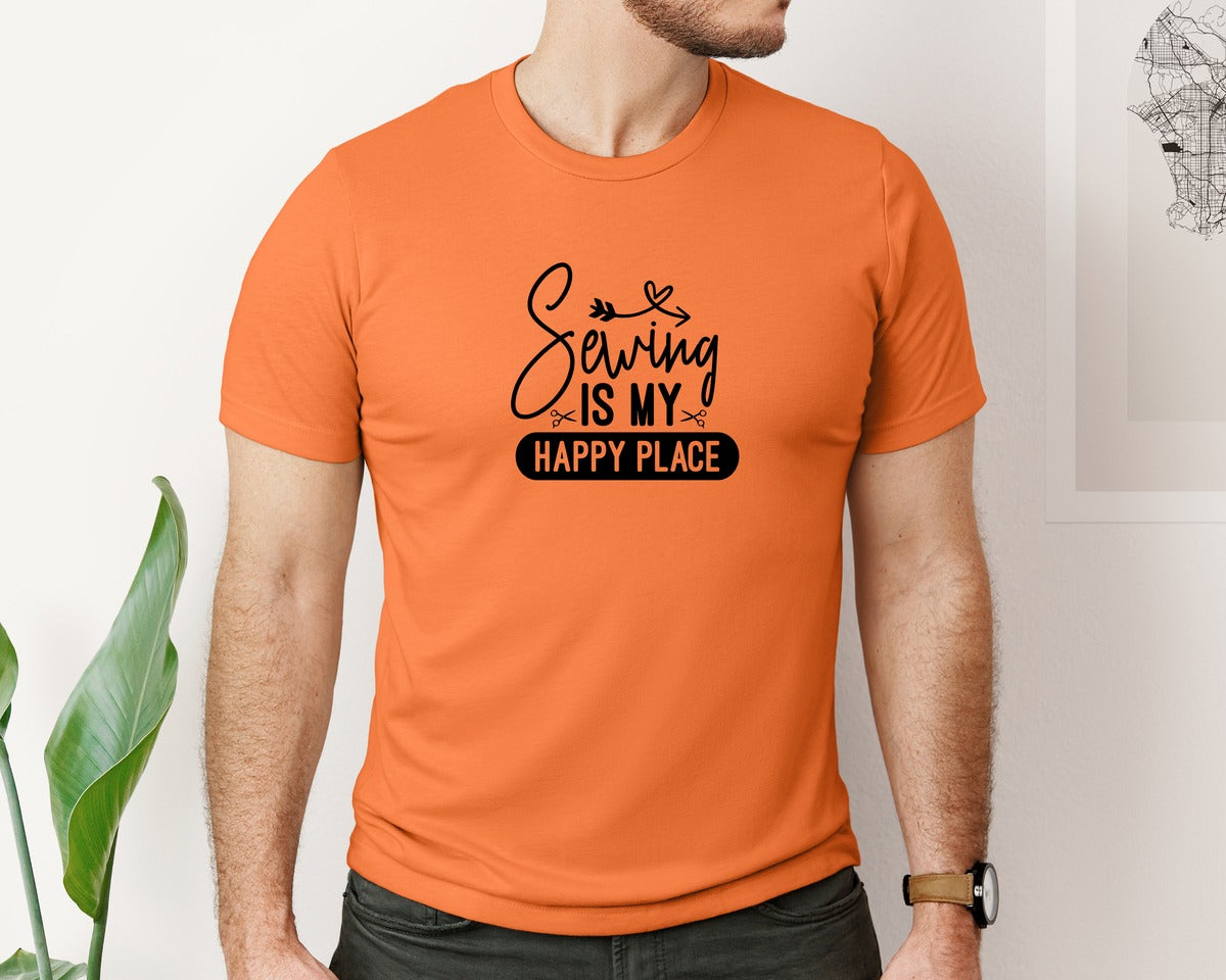 brand:Bella Canvas|color:Burnt Orange|Sewing Is My Happy Place 36 Graphic T-Shirt