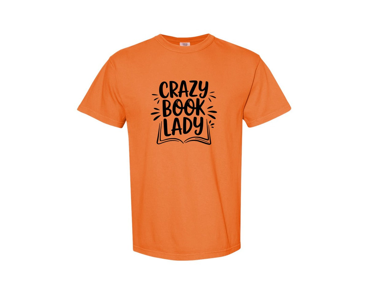 brand:Comfort Colors|color:Burnt Orange|Crazy Book Lady T Shirt Design 4 Graphic T-Shirt