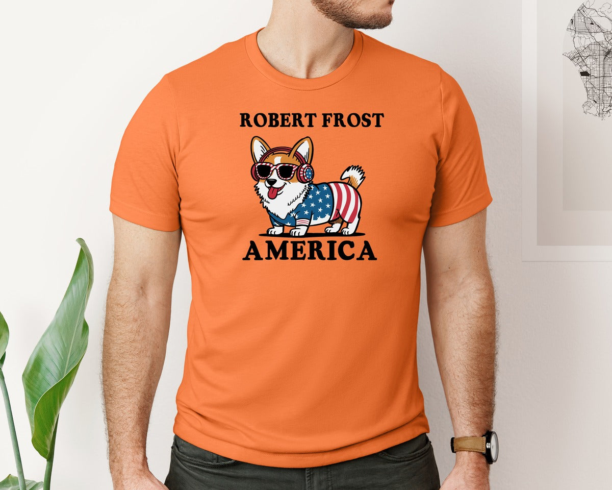 brand:Bella Canvas|color:Burnt Orange|Corgi Dog 4Th Of July Graphic T-Shirt