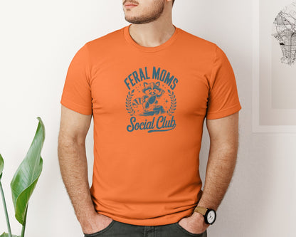 brand:Bella Canvas|color:Burnt Orange|Funny Mothers Day Raccoon Mama Feral Mom Graphic T-Shirt