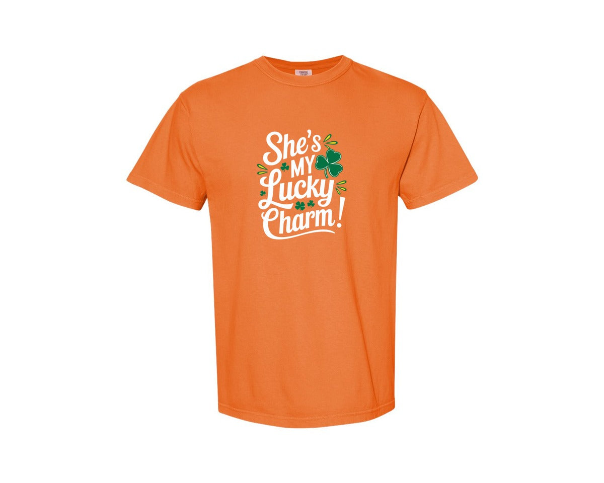 brand:Comfort Colors|color:Burnt Orange|Shes My Lucky Charm St Patricks Day 2 Graphic T-Shirt