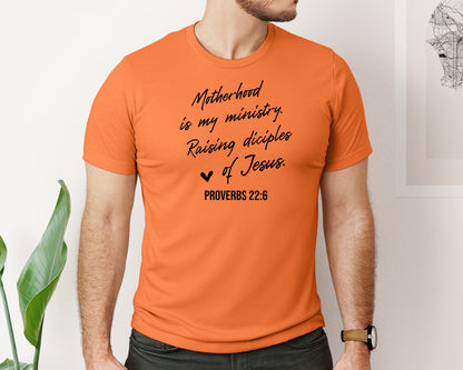 brand:Bella Canvas|color:Burnt Orange|Christian Mom Motherhood Is Kingdom Graphic T-Shirt