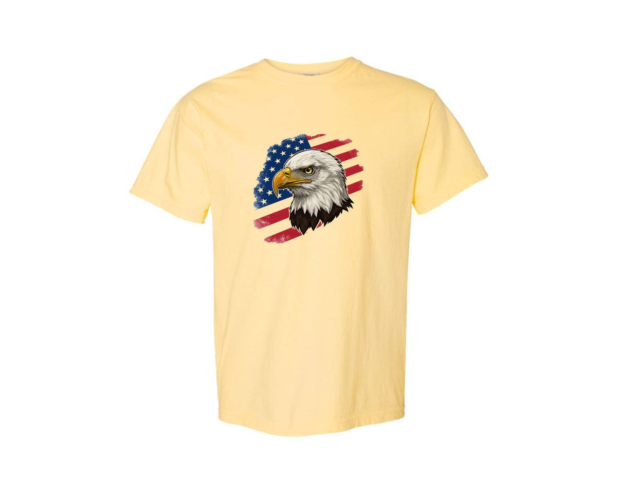 brand:Comfort Colors|color:Butter|American Eagle With Flag Patriotic Graphic T-Shirt