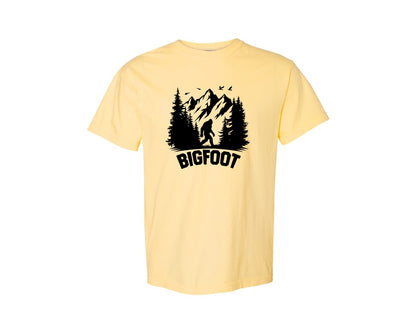 brand:Comfort Colors|color:Butter|Retro Bigfoot Silhouette Pixel Art Graphic T-Shirt