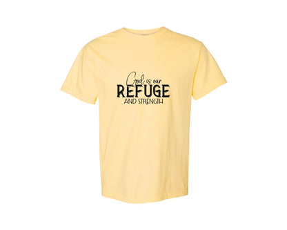 brand:Comfort Colors|color:Butter|God Is Our Refuge And Strength Sleeve Sv Graphic T-Shirt