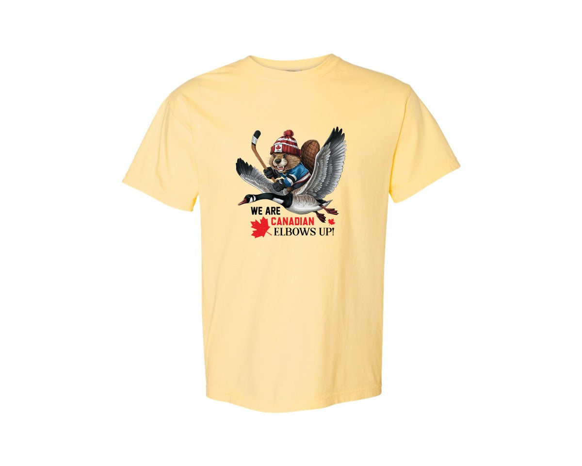brand:Comfort Colors|color:Butter|We Are Canada Elbows Up 2 Graphic T-Shirt