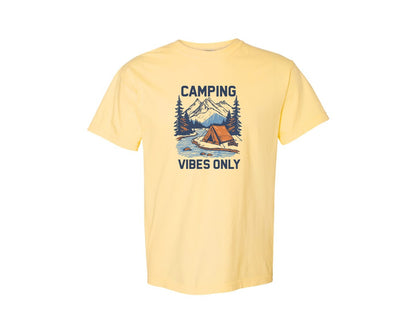 brand:Comfort Colors|color:Butter|Camping Vibes Only Outdoor Adventure Tee Graphic T-Shirt