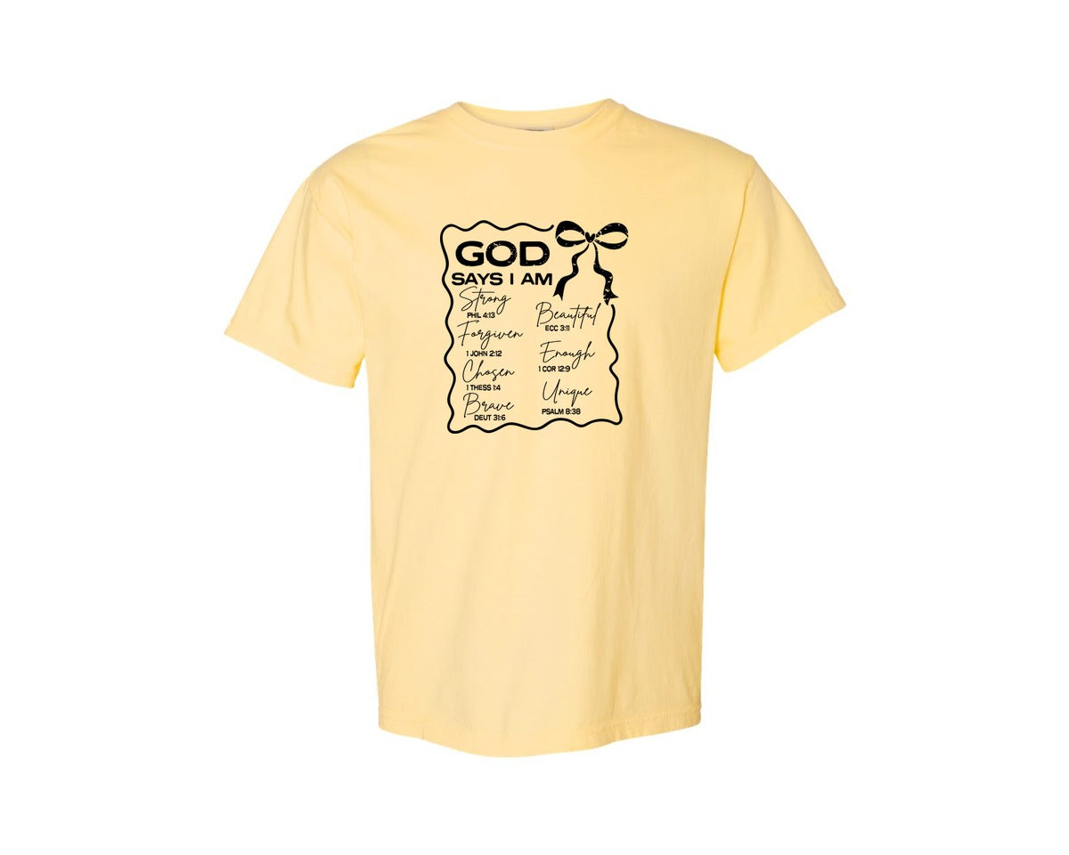 brand:Comfort Colors|color:Butter|God Says I Am Coquette Christian Graphic T-Shirt