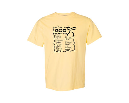 brand:Comfort Colors|color:Butter|God Says I Am Coquette Christian Graphic T-Shirt