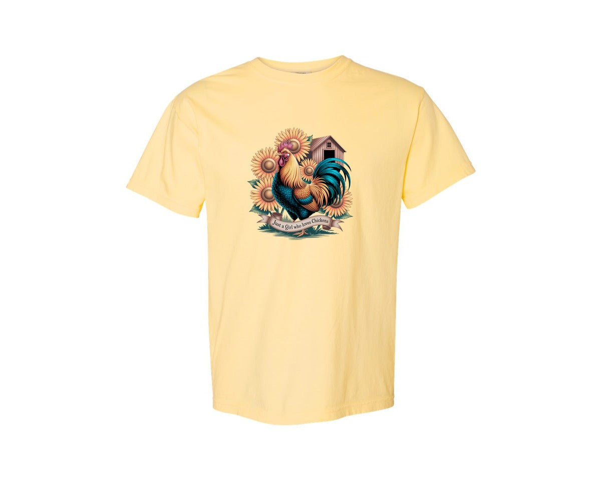 brand:Comfort Colors|color:Butter|Just A Girl Who Loves Chickens 10 Graphic T-Shirt