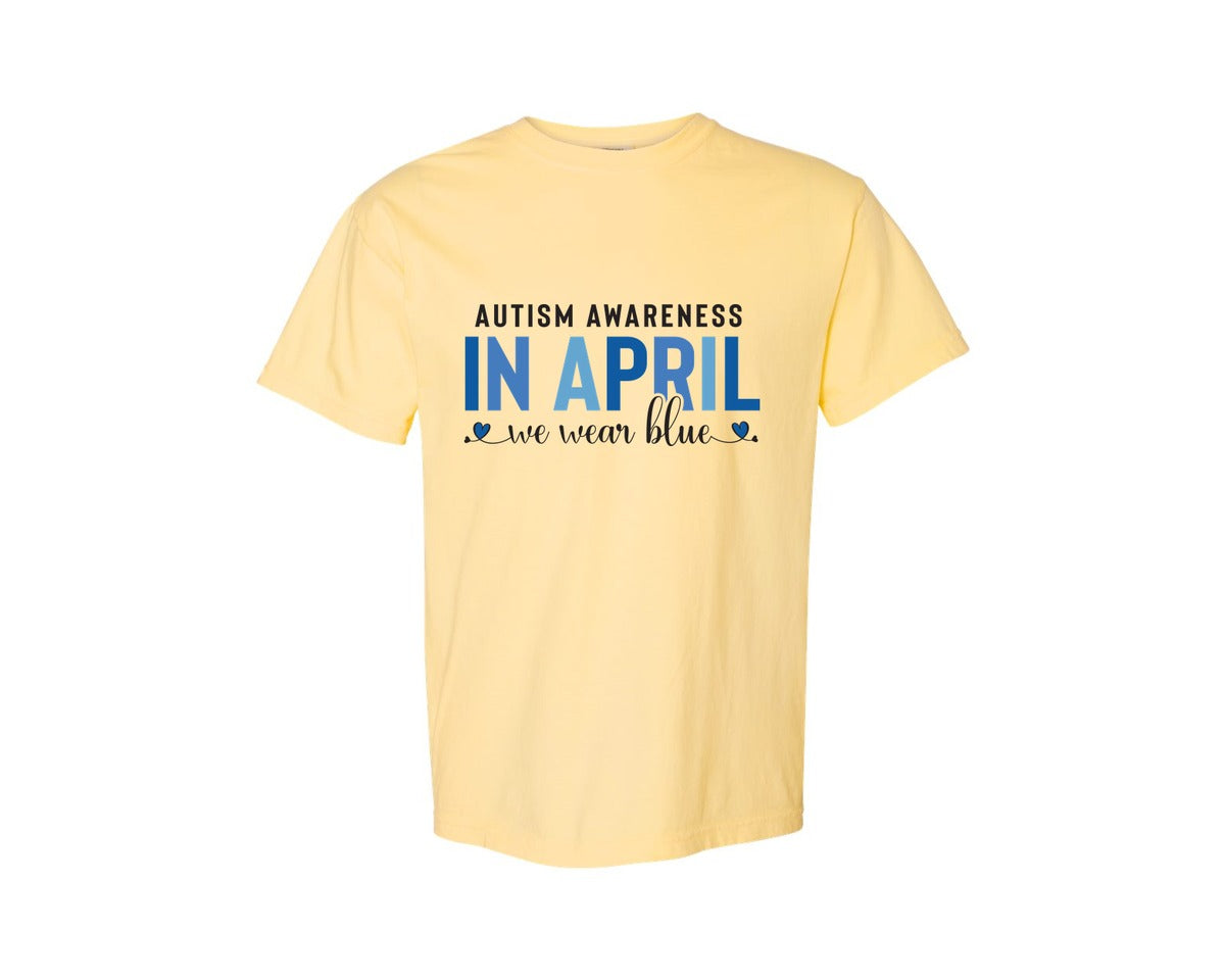 brand:Comfort Colors|color:Butter|Autism Awareness In April We Wear Blue 7 Graphic T-Shirt