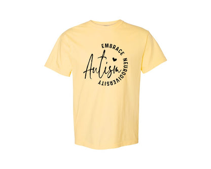 brand:Comfort Colors|color:Butter|Embrace Neurodiversity Autism Graphic T-Shirt