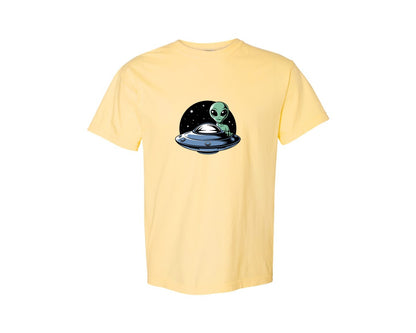 brand:Comfort Colors|color:Butter|Retro Vintage Ufo Alien T Shirt Design 4 Graphic T-Shirt