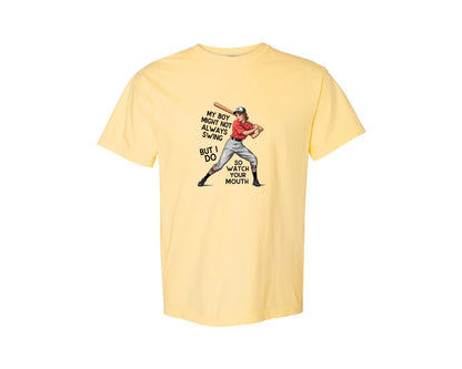 brand:Comfort Colors|color:Butter|Baseball Mom Funny Softball 3 Graphic T-Shirt