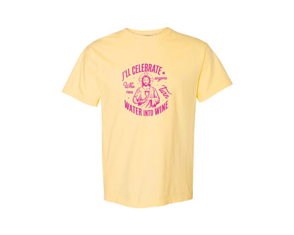 brand:Comfort Colors|color:Butter|Jesus Water Into Wine Design Graphic T-Shirt