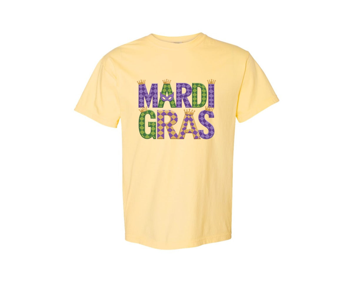 brand:Comfort Colors|color:Butter|Mardi Gras Festive Des Graphic T-Shirt