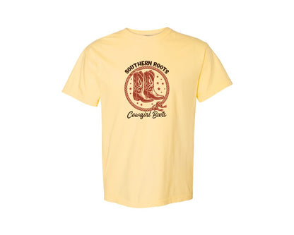brand:Comfort Colors|color:Butter|Southern Roots Cowgirl Boots Cowgir Graphic T-Shirt