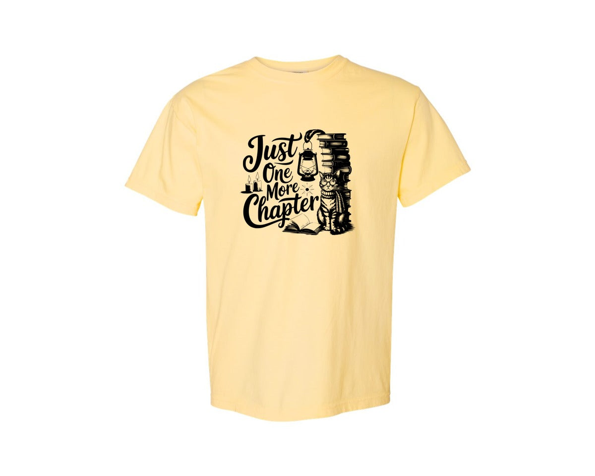 brand:Comfort Colors|color:Butter|Just One More Chapter T Shirt Design Graphic T-Shirt