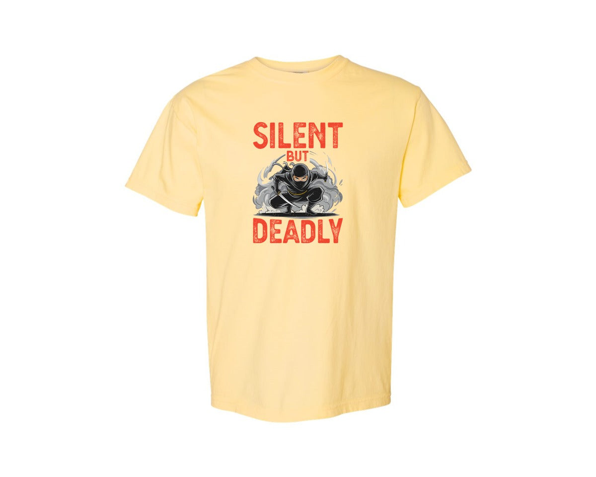 brand:Comfort Colors|color:Butter|Silent But Deadly T Shirt Graphic T-Shirt