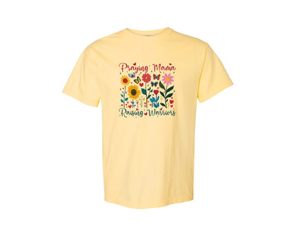 brand:Comfort Colors|color:Butter|Praying Mama Raising Warriors Boho Graphic T-Shirt