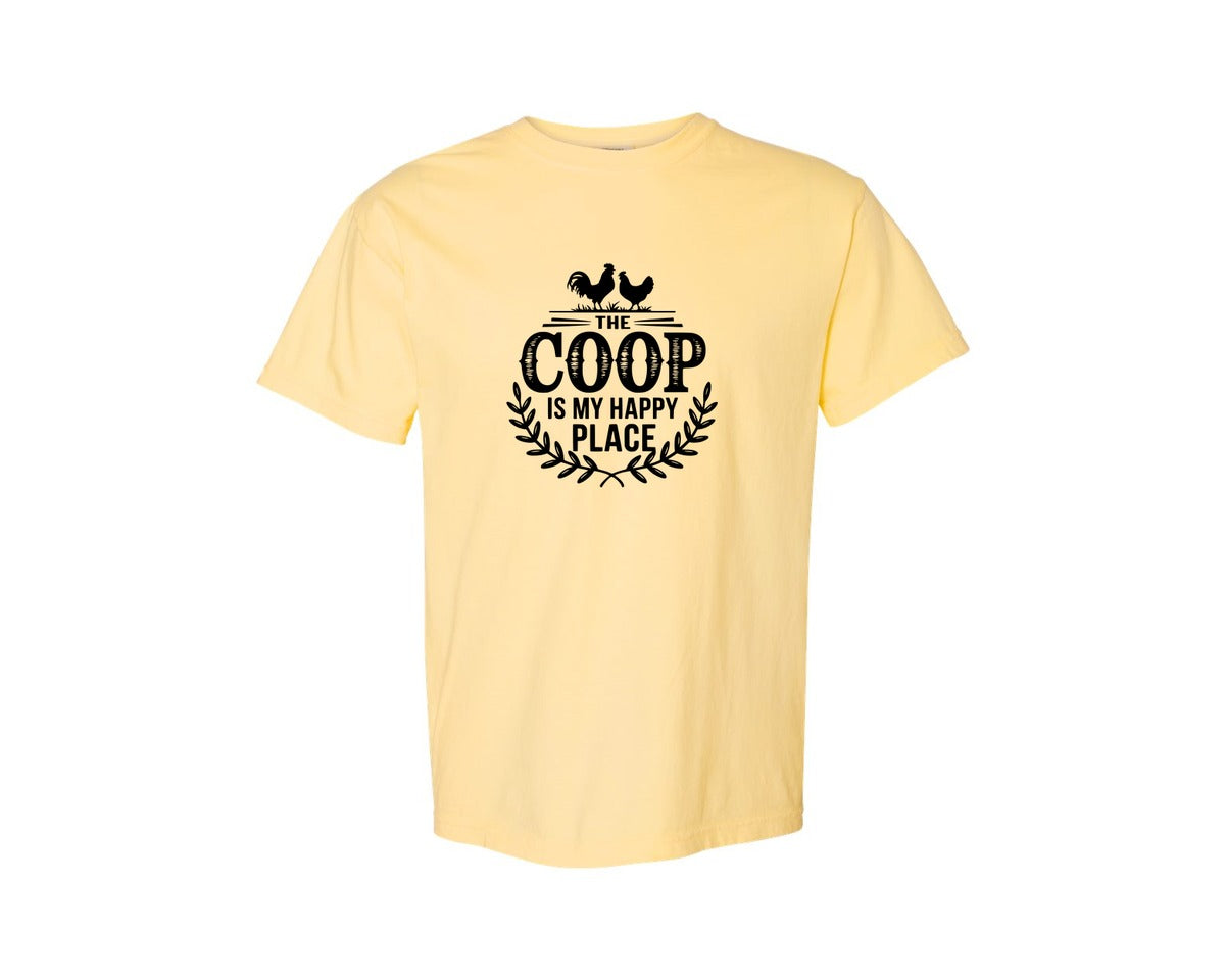 brand:Comfort Colors|color:Butter|The Coop Is My Happy Place T Shirt Desig Graphic T-Shirt
